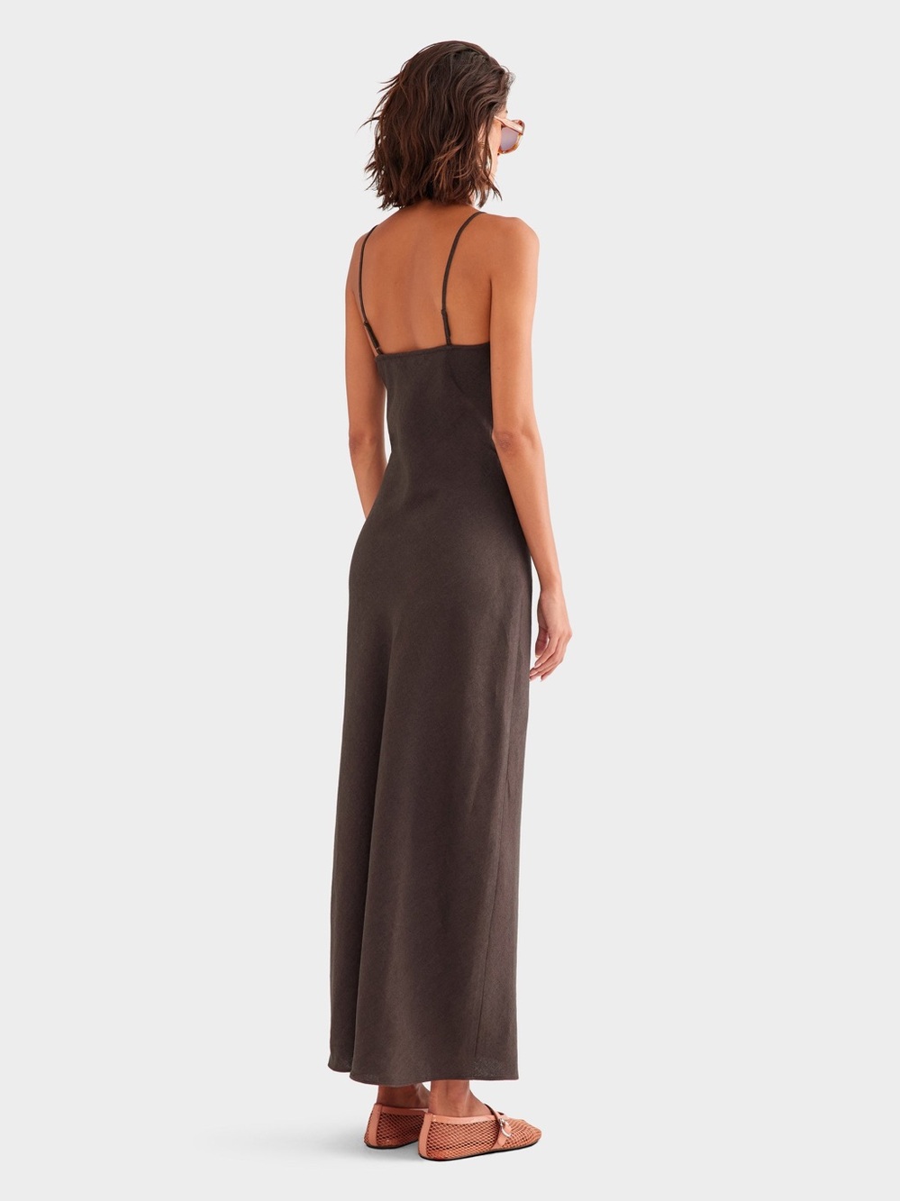 NWT* Venroy Linen Slip Dress - Dark Chocolate - Picture 4 of 10